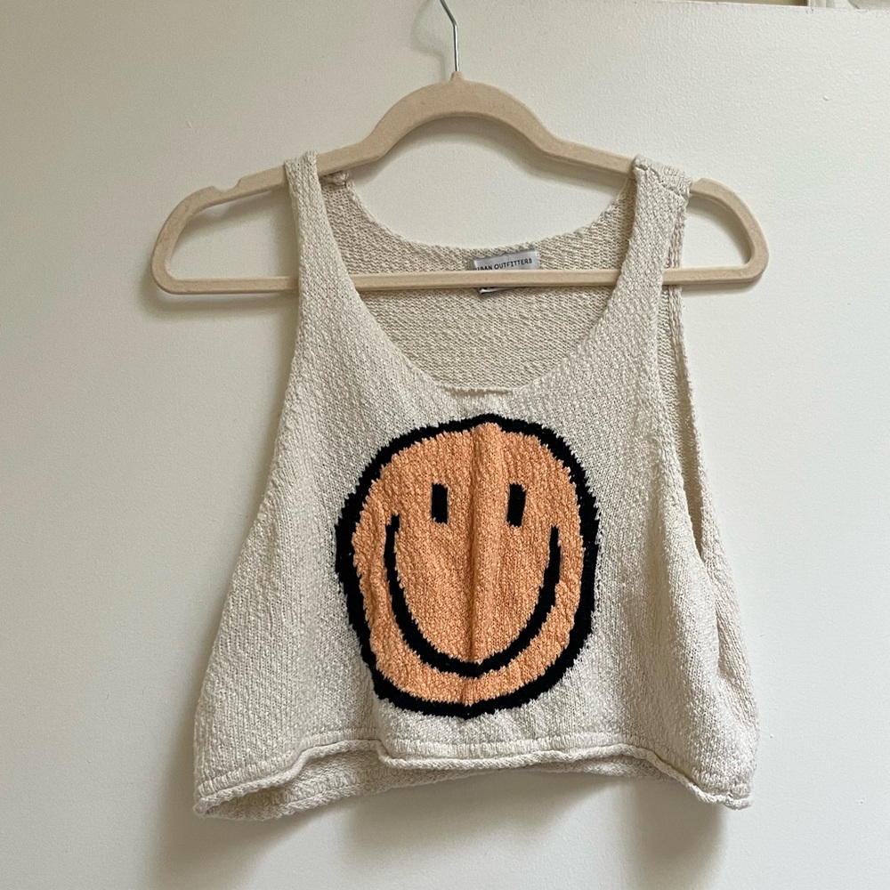 UO Knit Smiley Face Cropped Tank